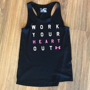 Pink white and black under armor tank top